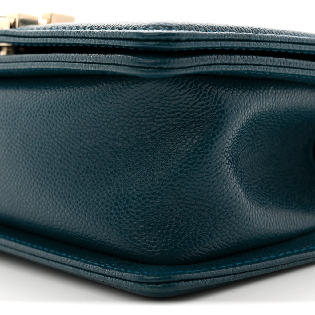 Caviar Quilted Small Boy Flap Dark Blue