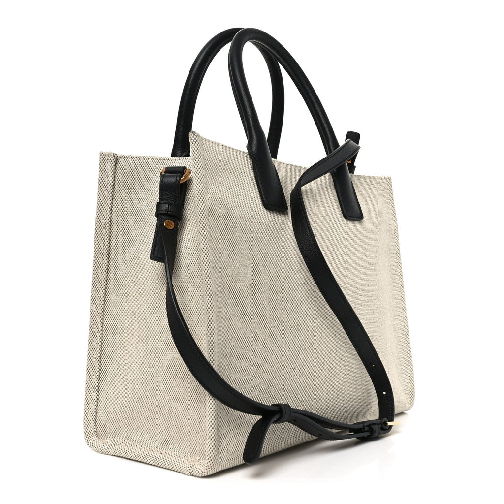 Canvas Calfskin La Medusa Small Tote Bag Beige