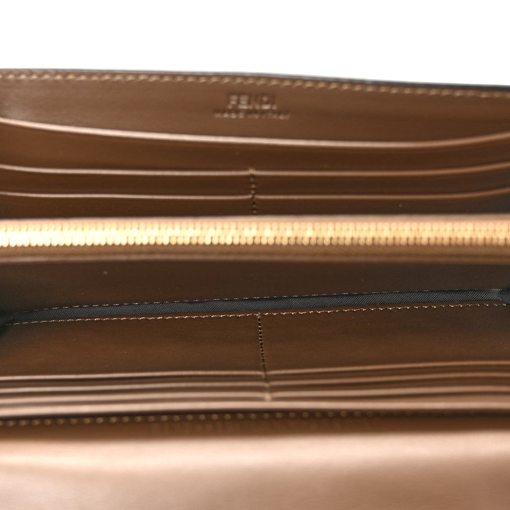 Vitello Soft F is Fendi Bi-Color FF 1974 Embossed Continental Envelope Wallet On Chain Maya Black