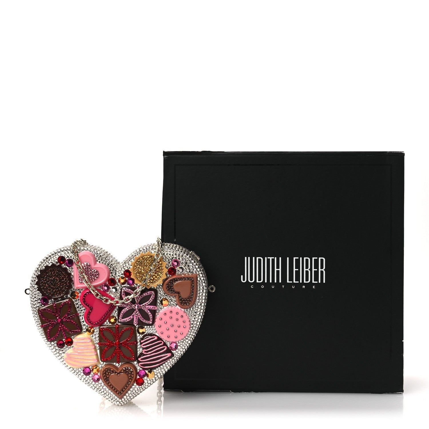 Crystal Heart Chocolate Box Clutch