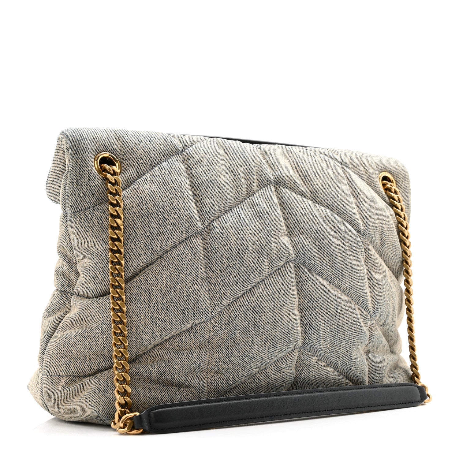 Denim Quilted Medium Loulou Puffer Monogram Chain Satchel Rodeo Blue