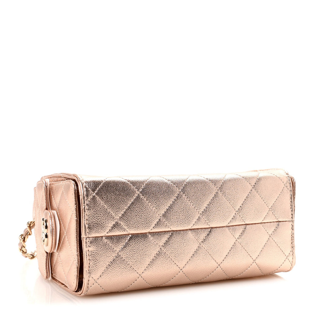 Metallic Caviar Quilted Mini Chanel 25 Handbag Copper