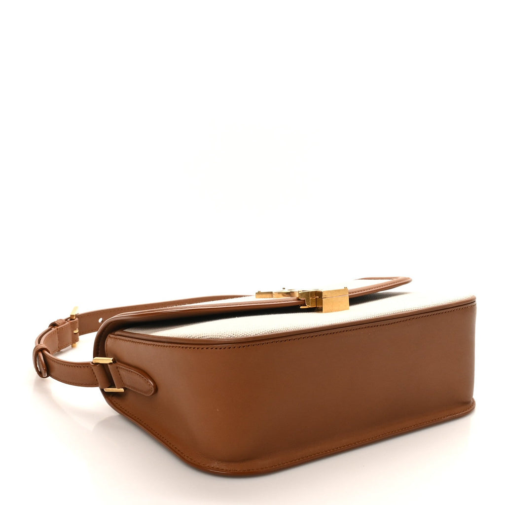 Linen Calfskin Monogram Small Solferino Satchel Greggio Brick