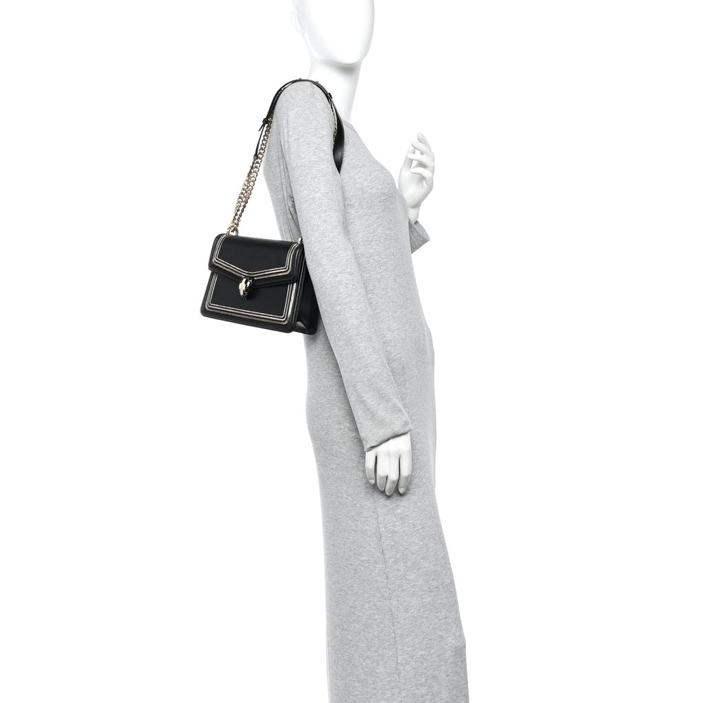 Calfskin Chain Serpenti Forever Crossbody Bag Black