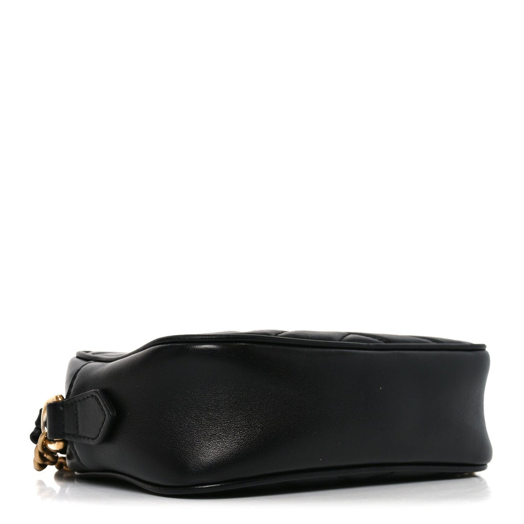 Calfskin Matelasse Mini GG Marmont Chain Shoulder Bag Black
