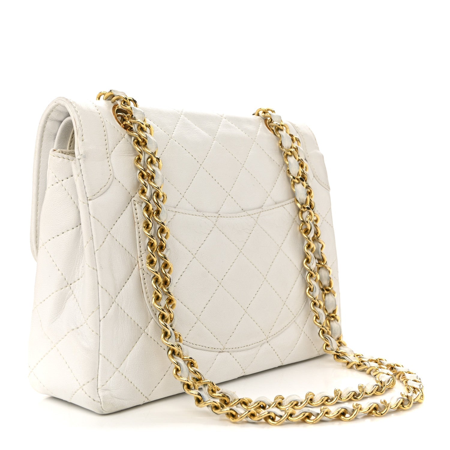 Lambskin Quilted Small Flap White