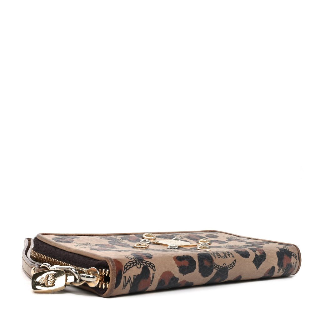 Visetos Leopard Print Zip Around Wallet Beige