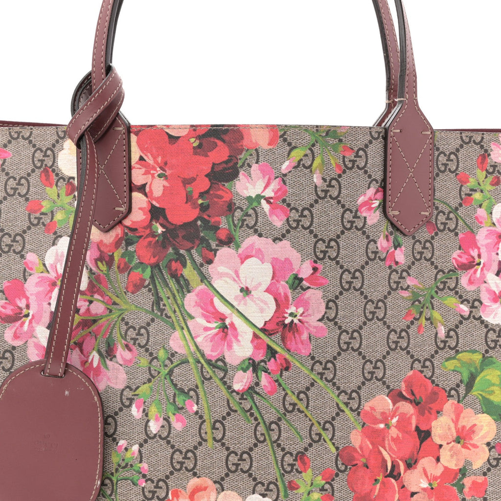 GG Supreme Monogram Blooms Medium Reversible Tote Beige Multicolor Dry Rose