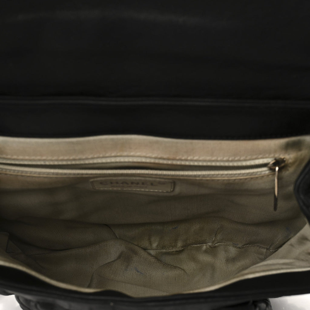 Washed Lambskin Quilted Medium Chain Around Messenger Black