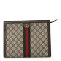 GG Supreme Monogram Web Ophidia Pouch Brown