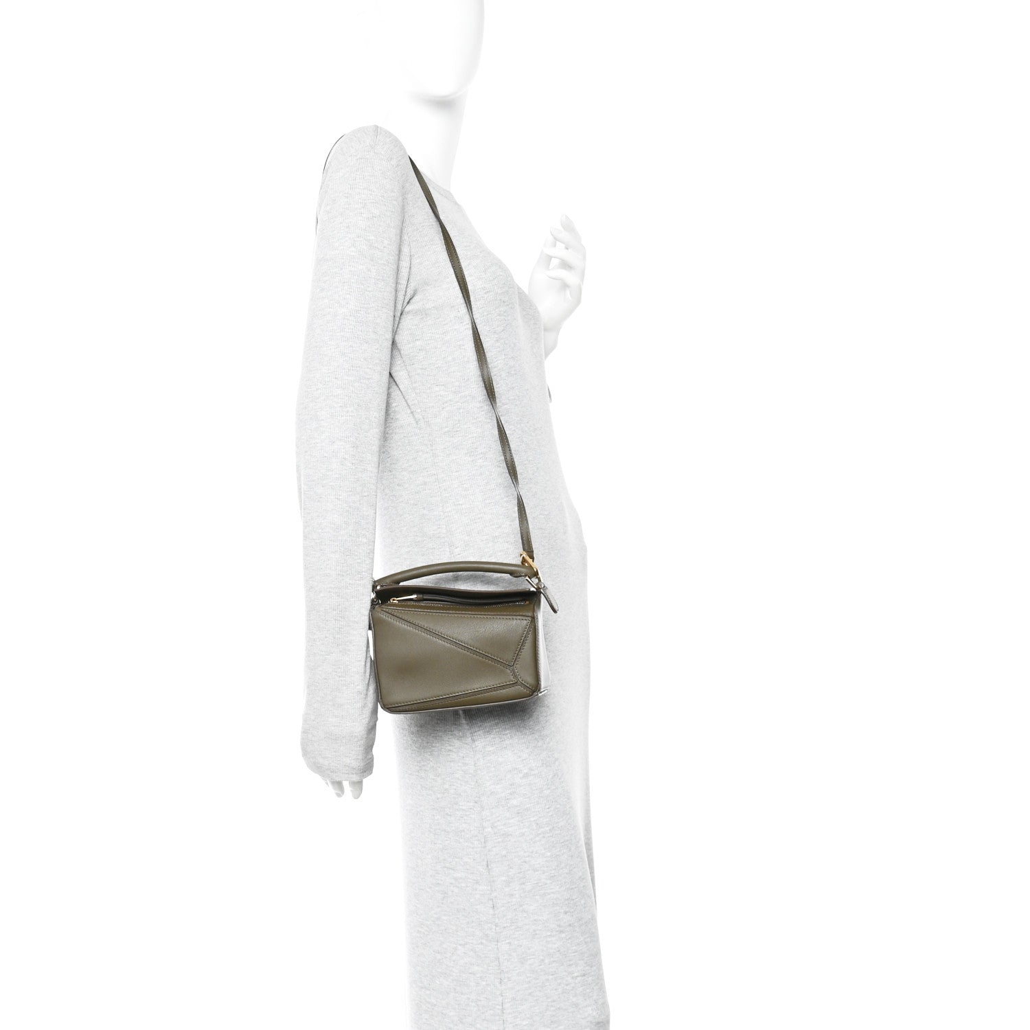Calfskin Mini Puzzle Bag Khaki Green