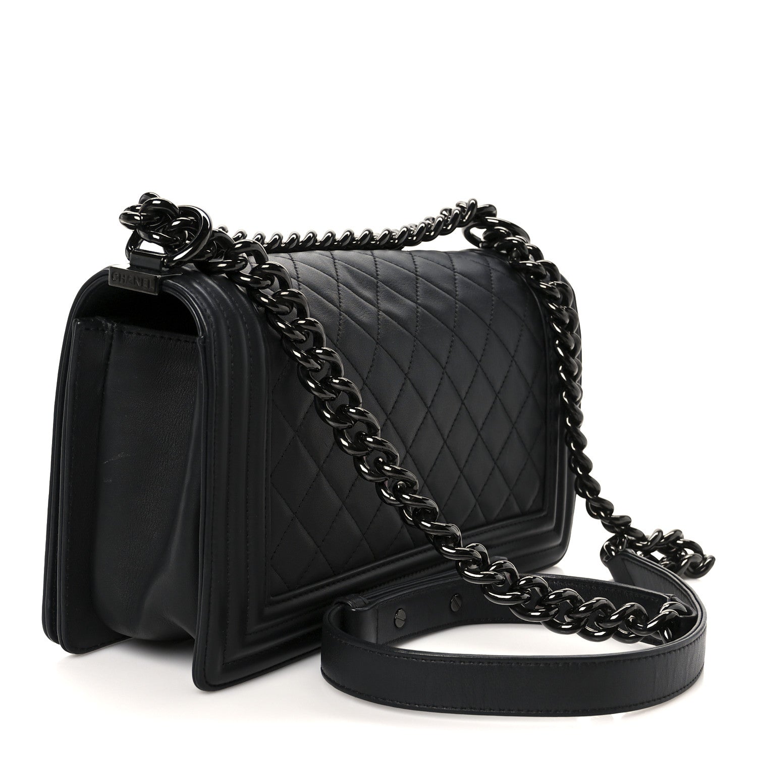 Calfskin Quilted Medium Boy Flap So Black