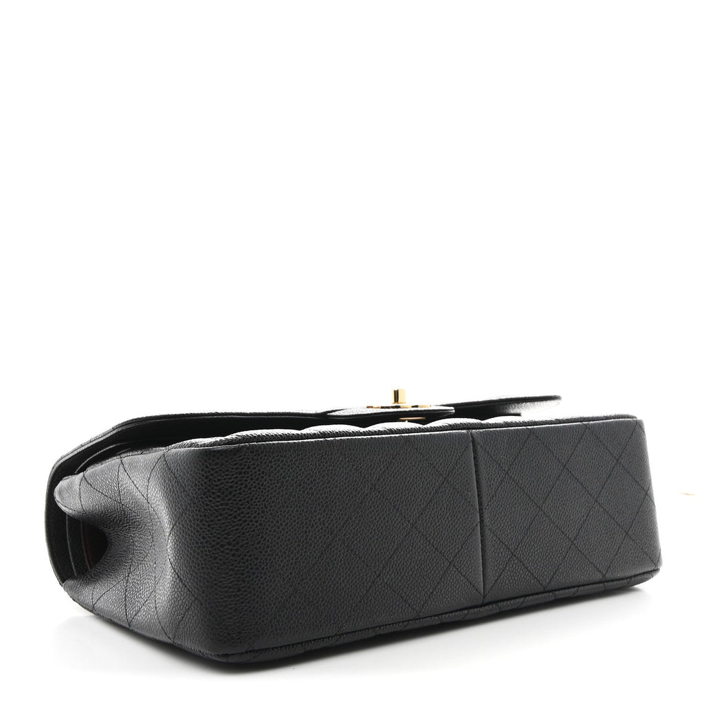 Caviar Quilted Jumbo Double Flap Black