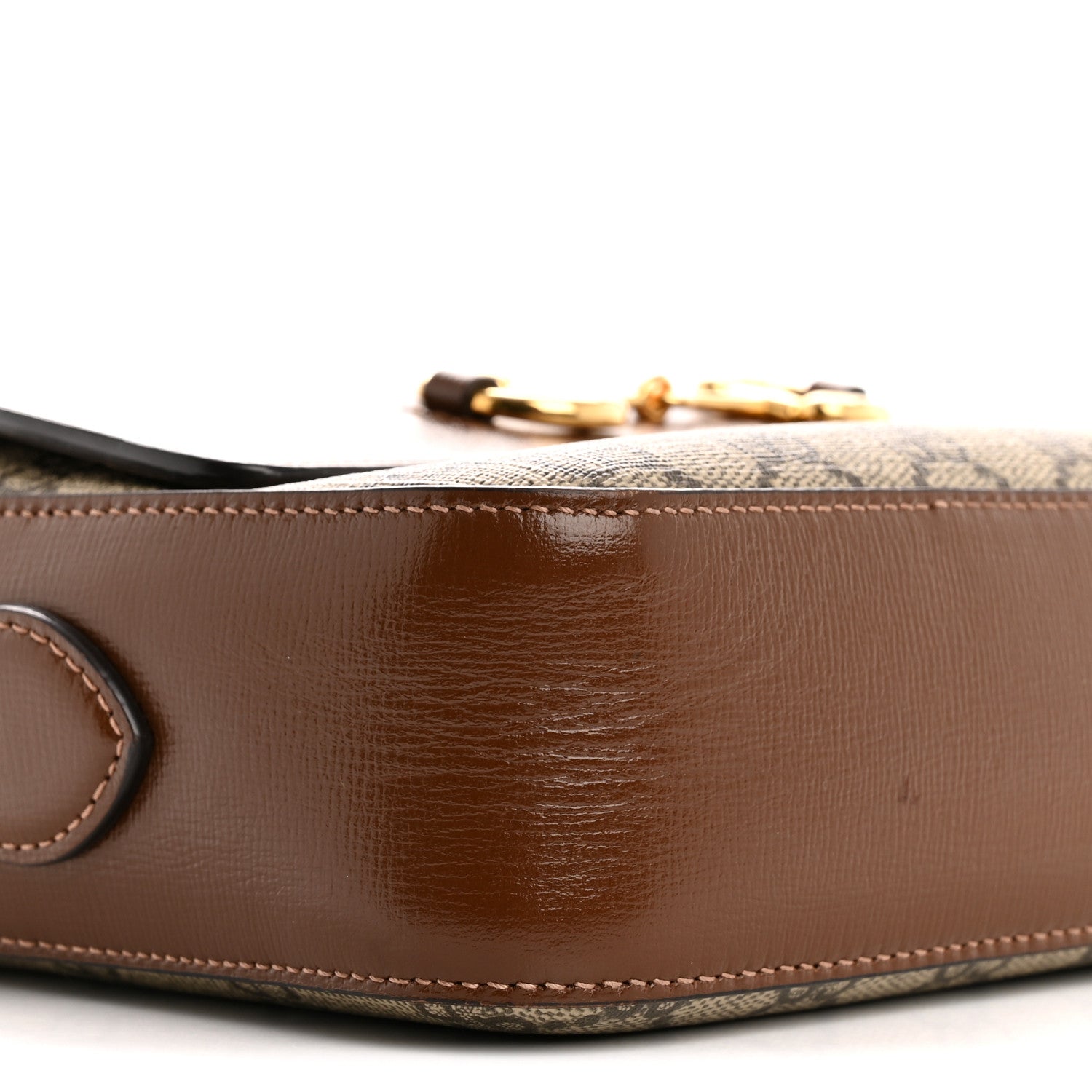 GG Supreme Monogram Small Horsebit 1955 Shoulder Bag Beige Brown Sugar