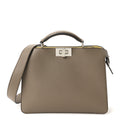 Cuoio Romano Vitello Cover Glazed Fabric Bi-Color FF 1974 Mini Peekaboo I SEE U Satchel Tartufo Banana Tobacco Moro