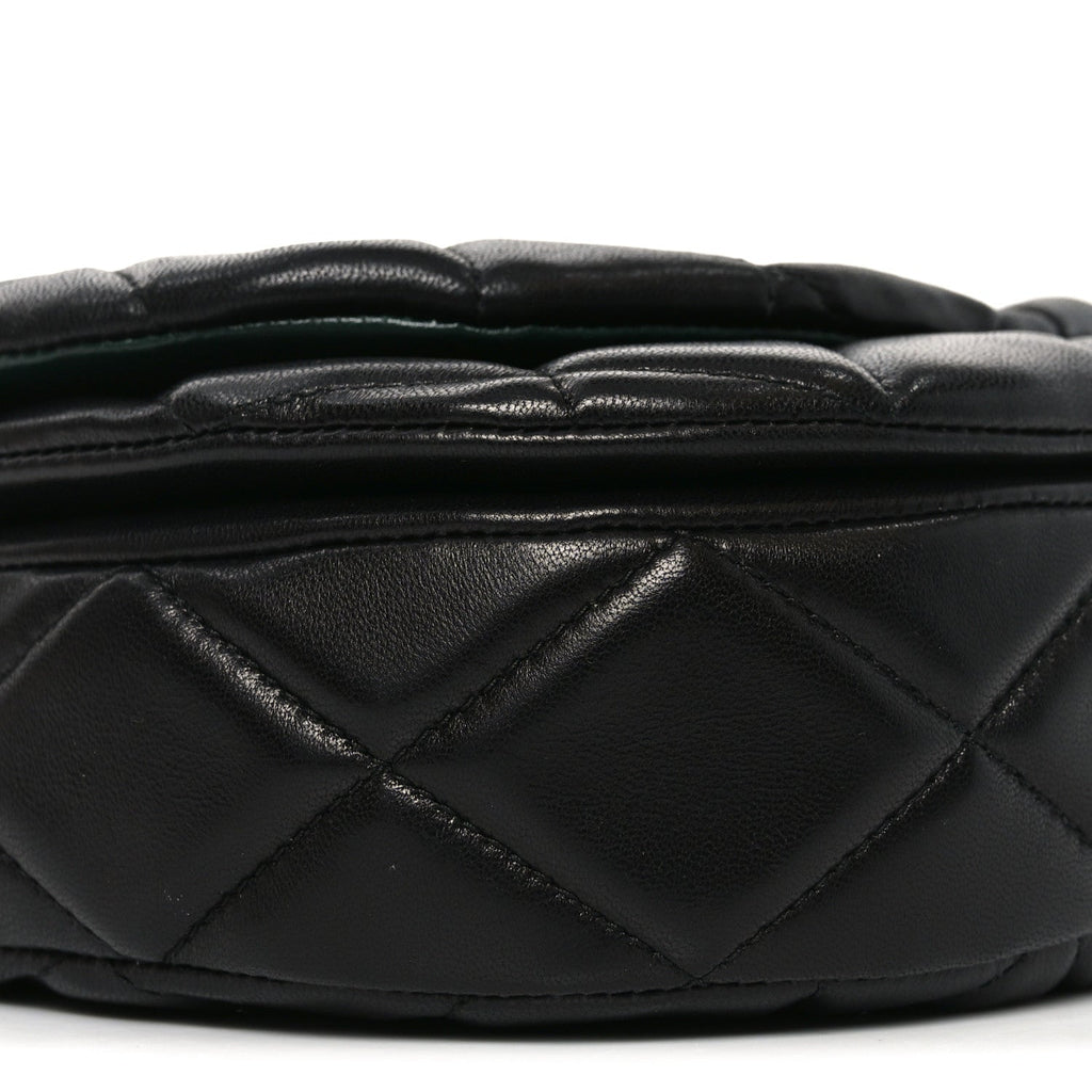 Lambskin Quilted Rocking Horse Shoulder Bag Black