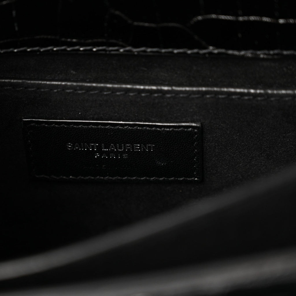 Calfskin Crocodile Embossed Medium Monogram Sunset Black