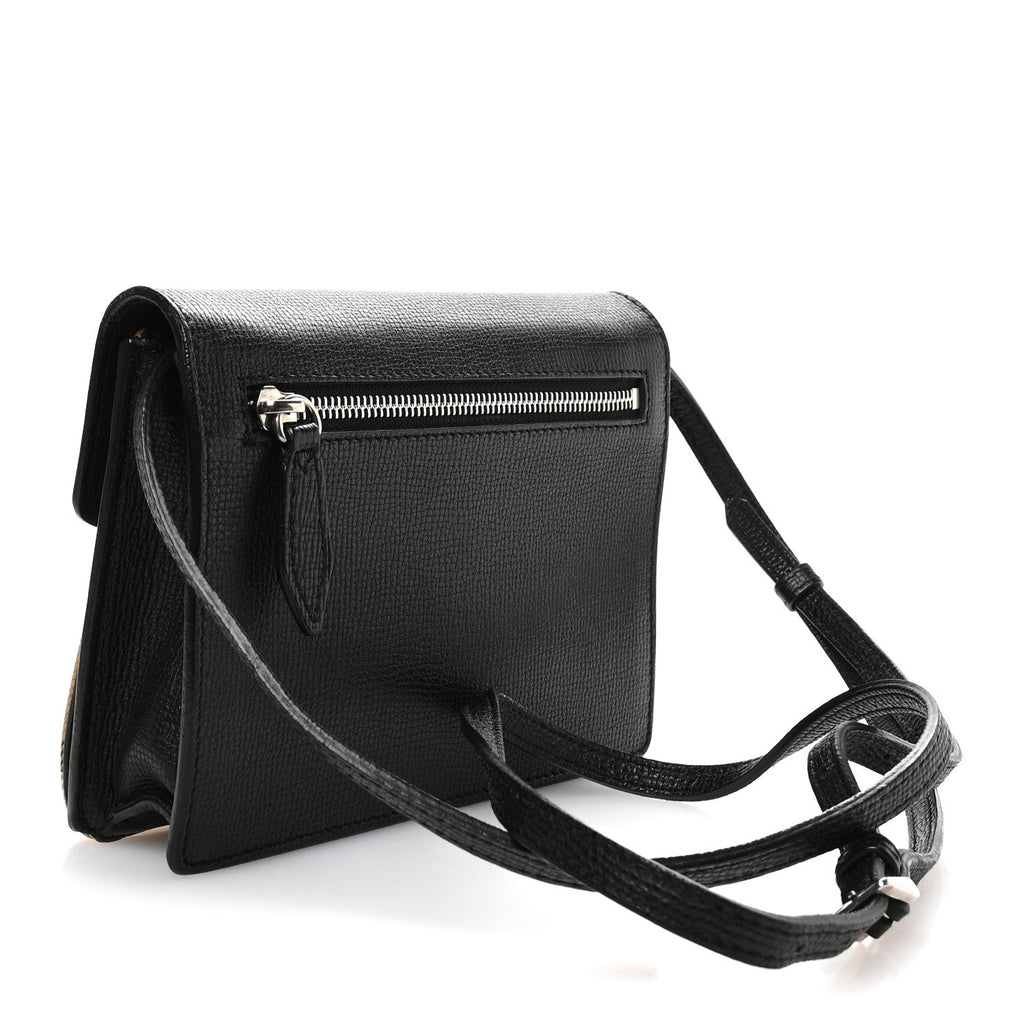 Derby Calfskin House Check Small Macken Crossbody Bag Black Archive Beige