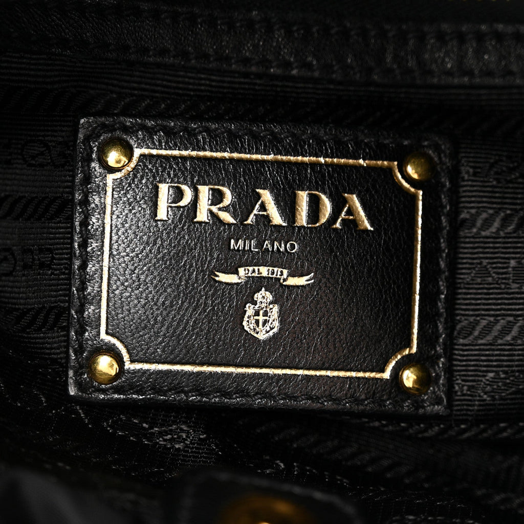 Tessuto Nylon Jacquard Logo Drawstring Tote Black