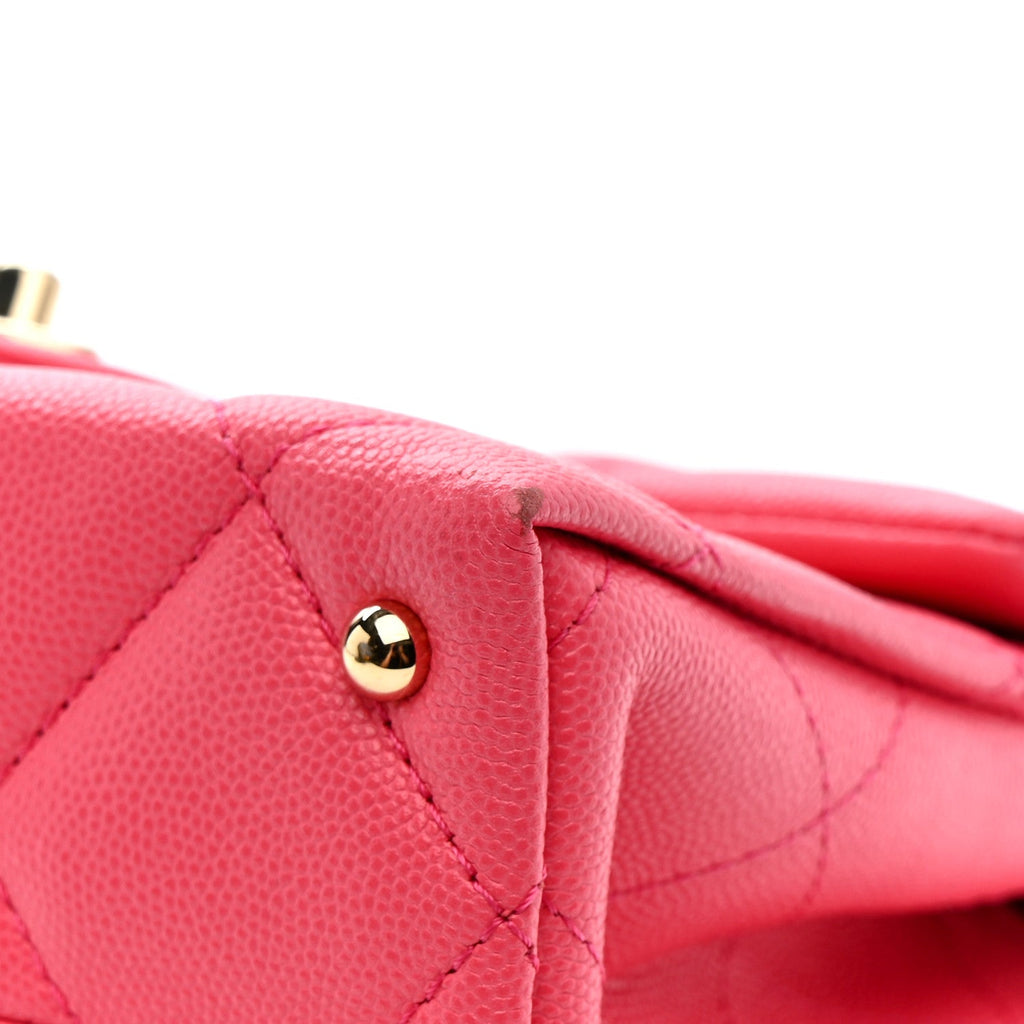 Caviar Quilted Mini Retro Twist Top Handle Flap Pink