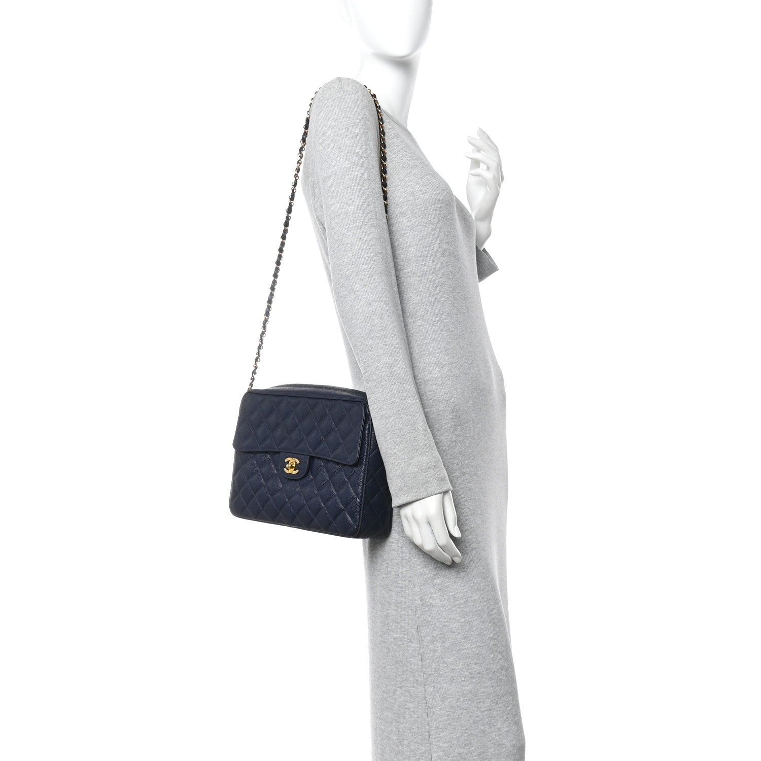 Caviar Quilted CC Shoulder Bag Navy