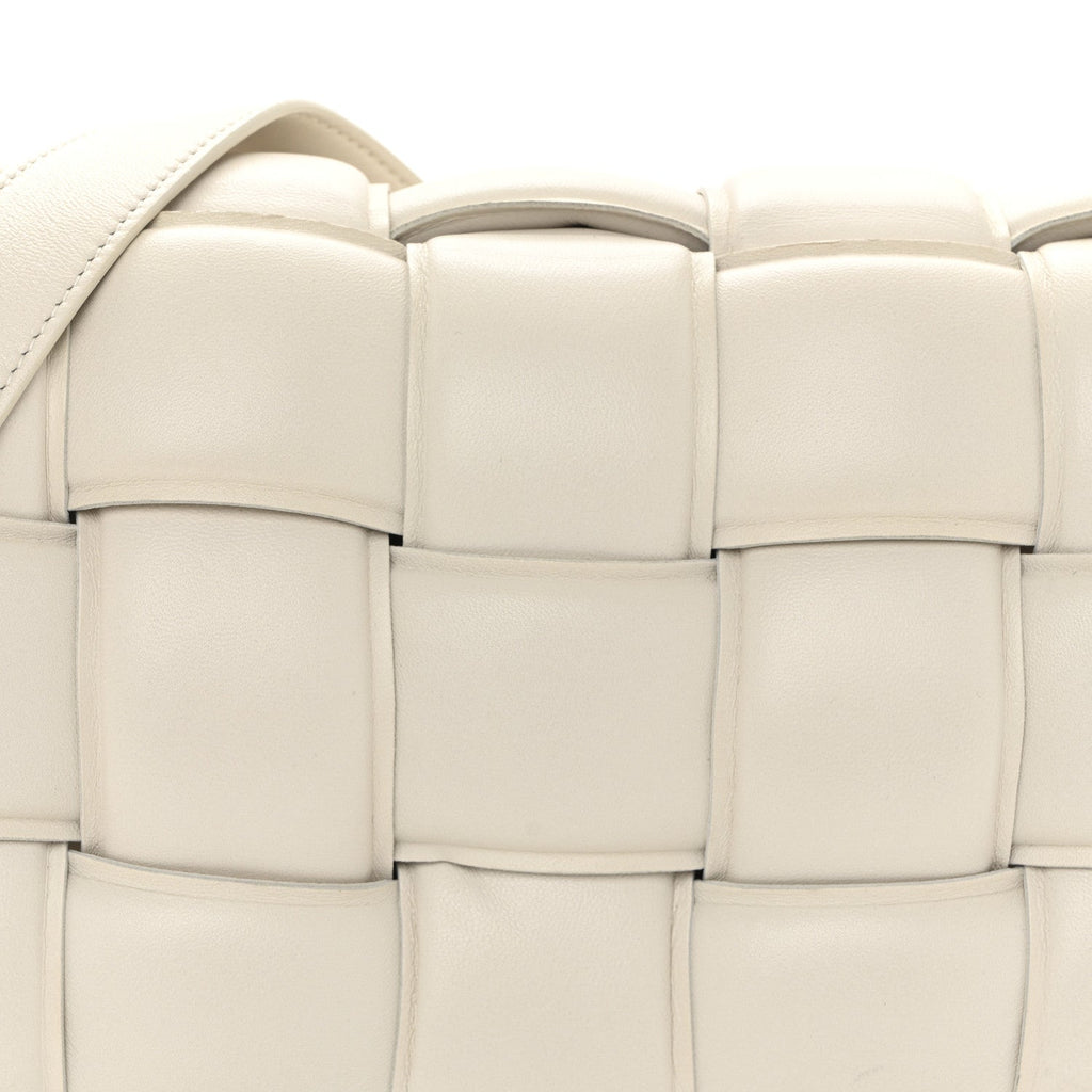Nappa Maxi Intreccio Padded Cassette Crossbody Bag Chalk