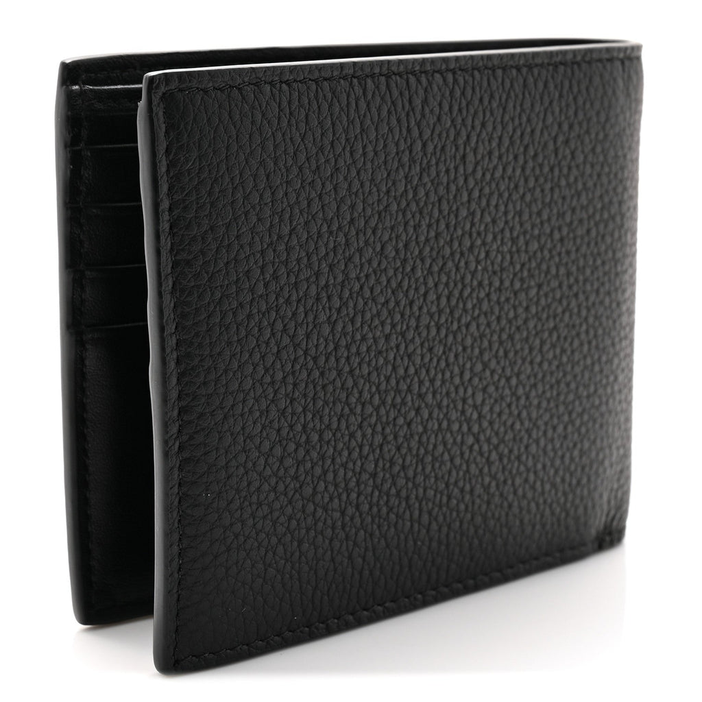 Grained Calfskin CD Icon Bifold Wallet Black