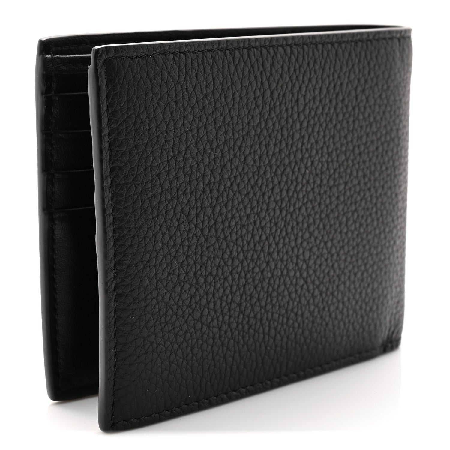 Grained Calfskin CD Icon Bifold Wallet Black