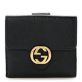 Dollar Calfskin Interlocking G French Wallet Black
