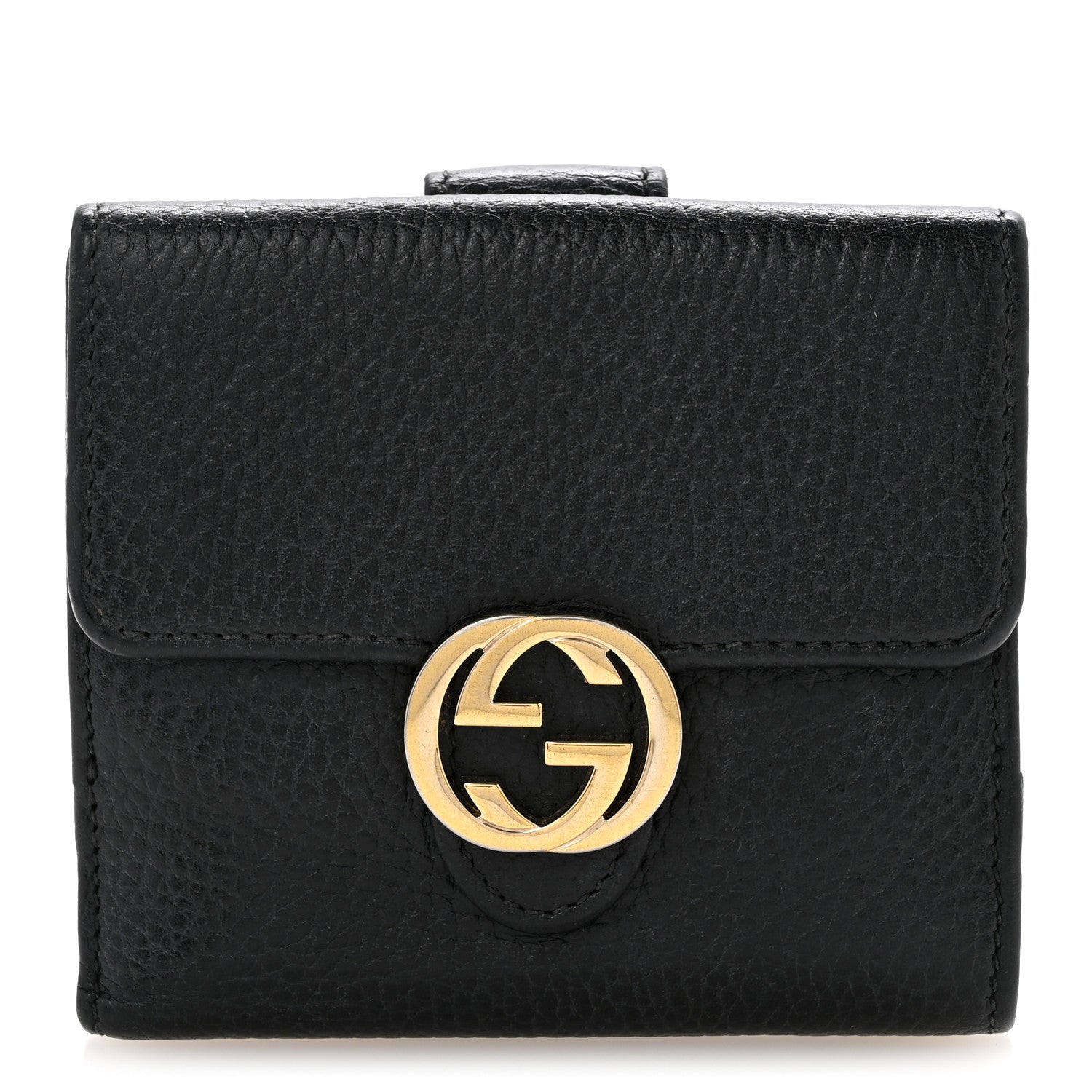 Dollar Calfskin Interlocking G French Wallet Black