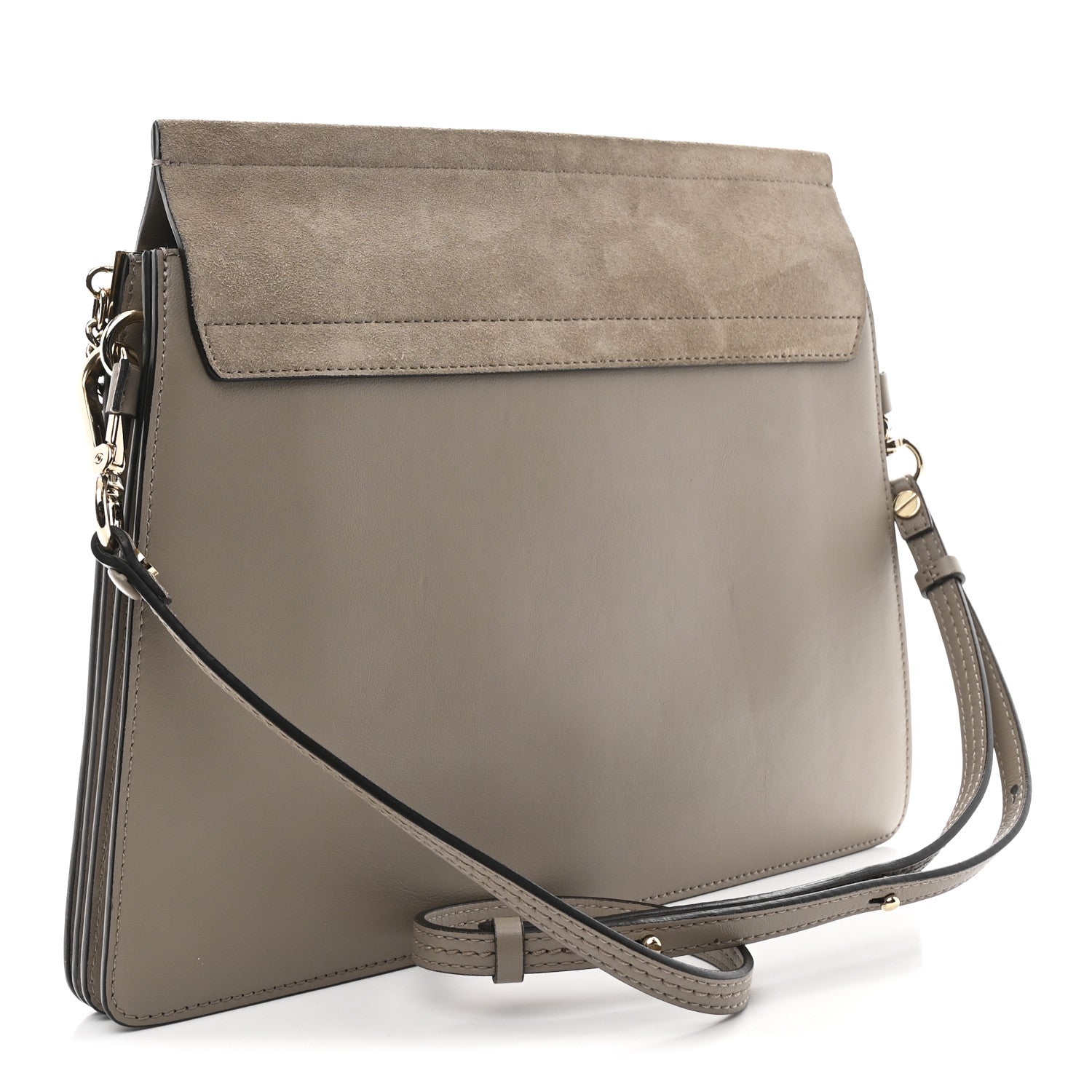 Calfskin Suede Medium Faye Shoulder Bag Motty Grey