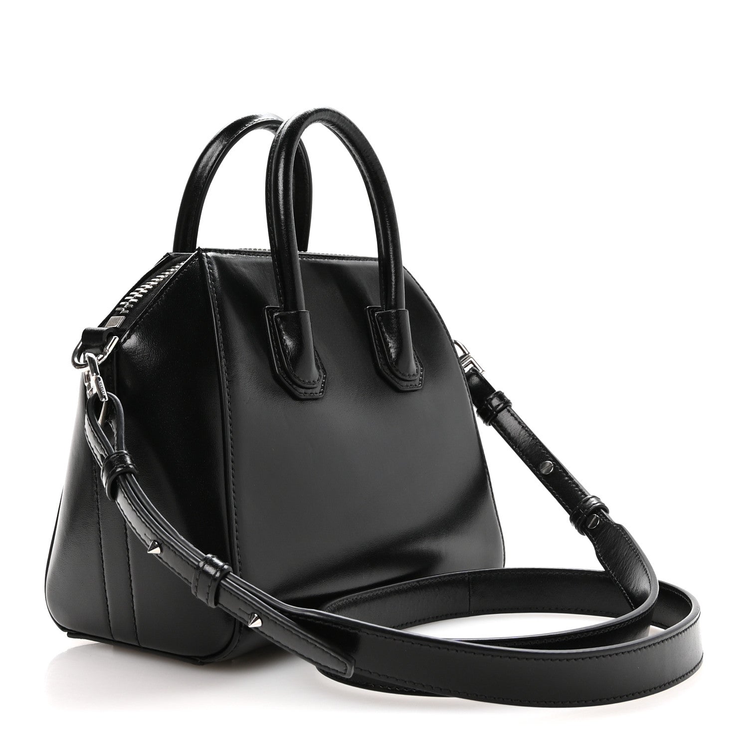 Shiny Lord Calfskin Mini Antigona Black