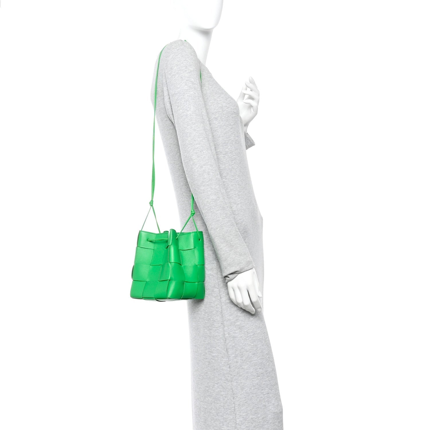Nappa Maxi Intrecciato Small Cassette Bucket Bag Parakeet