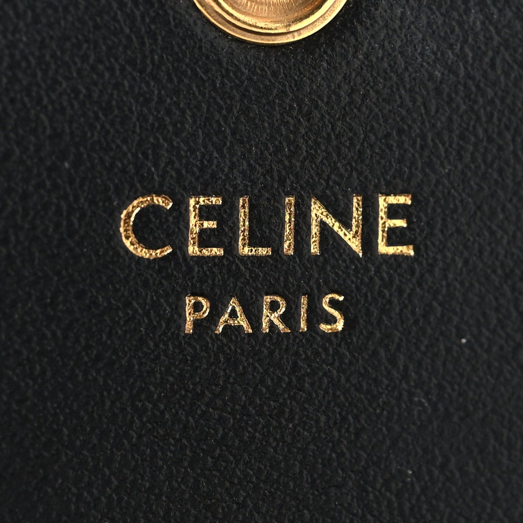 Shiny Calfskin Triomphe Compact Wallet Black
