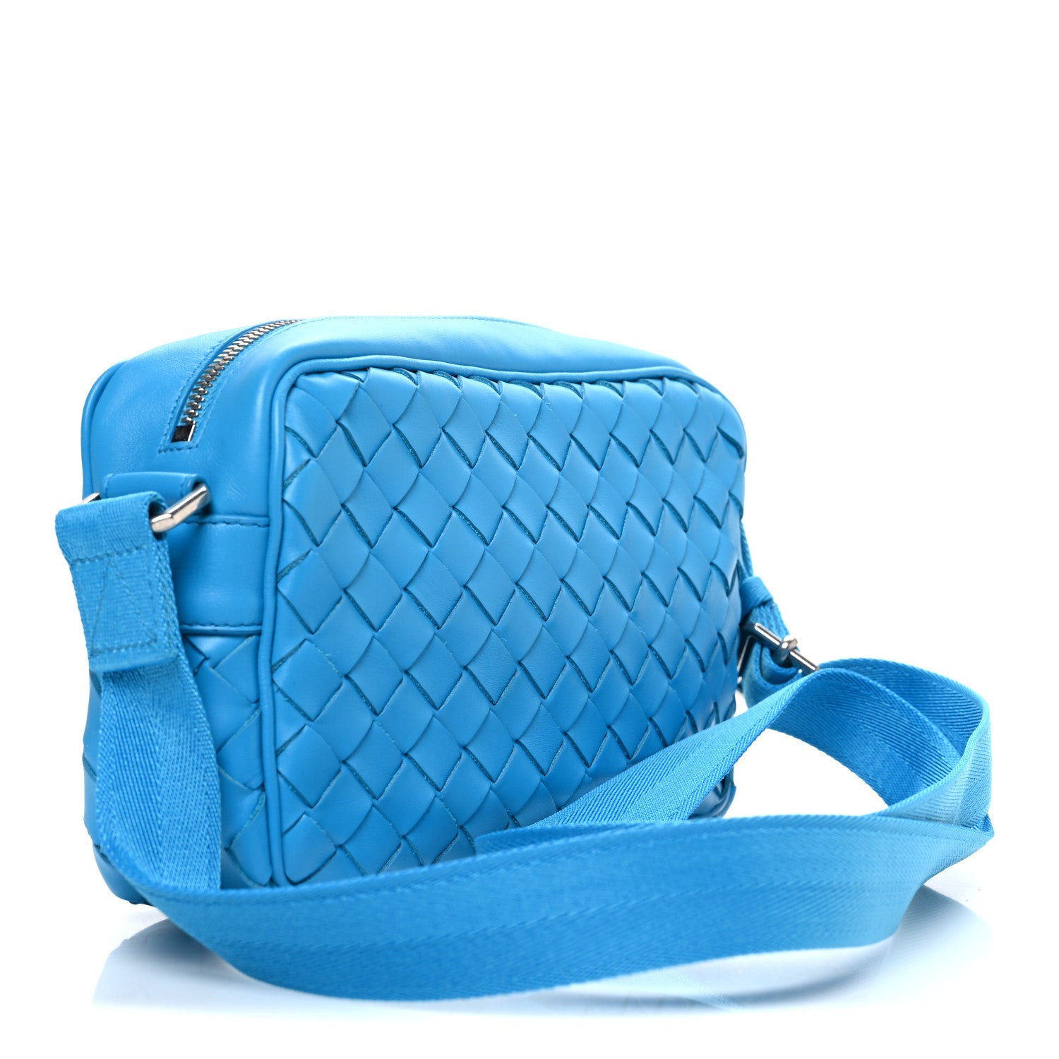 Calfskin Intrecciato Small Camera Bag Pool Blue