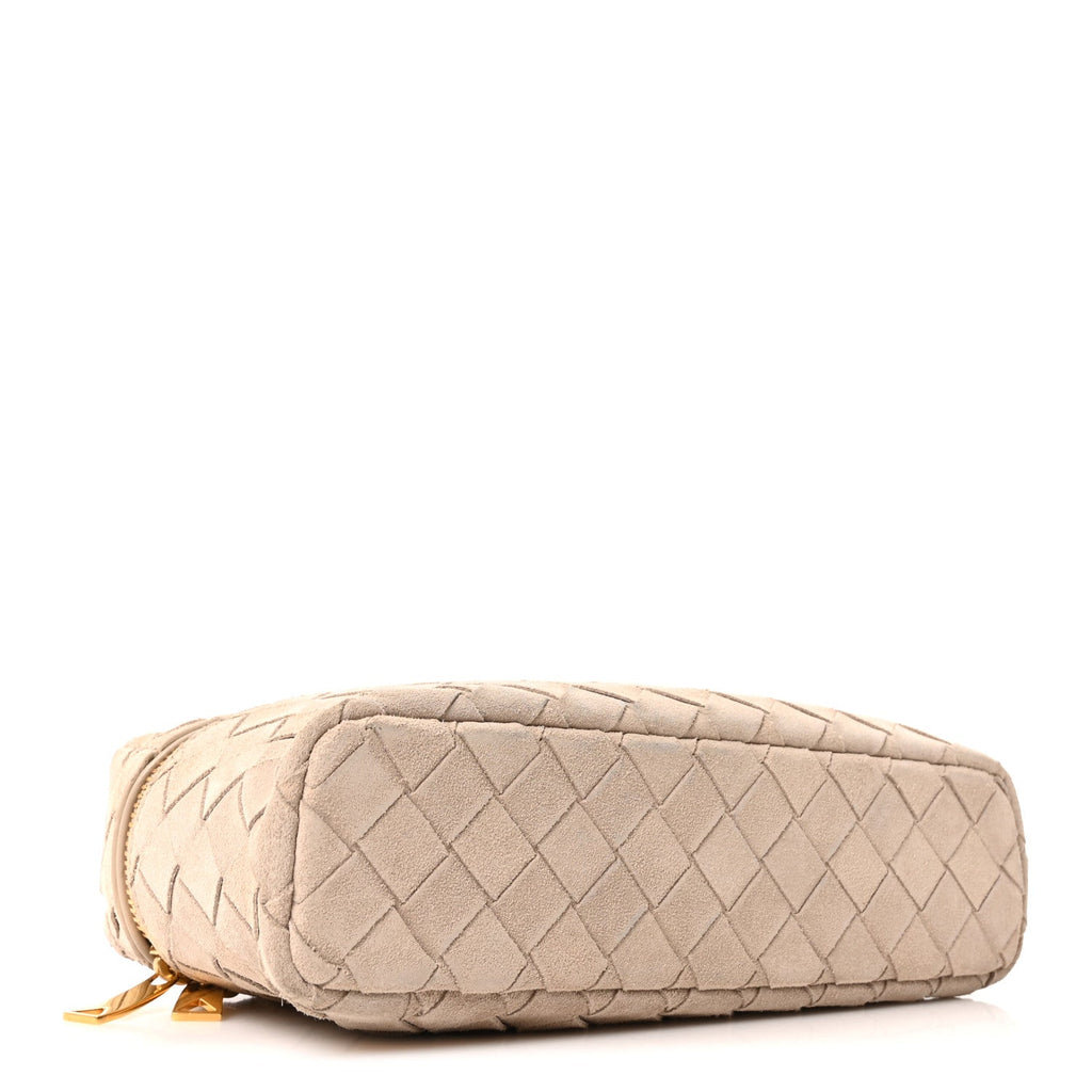 Suede Intrecciato Bang Bang Vanity Case Ecru