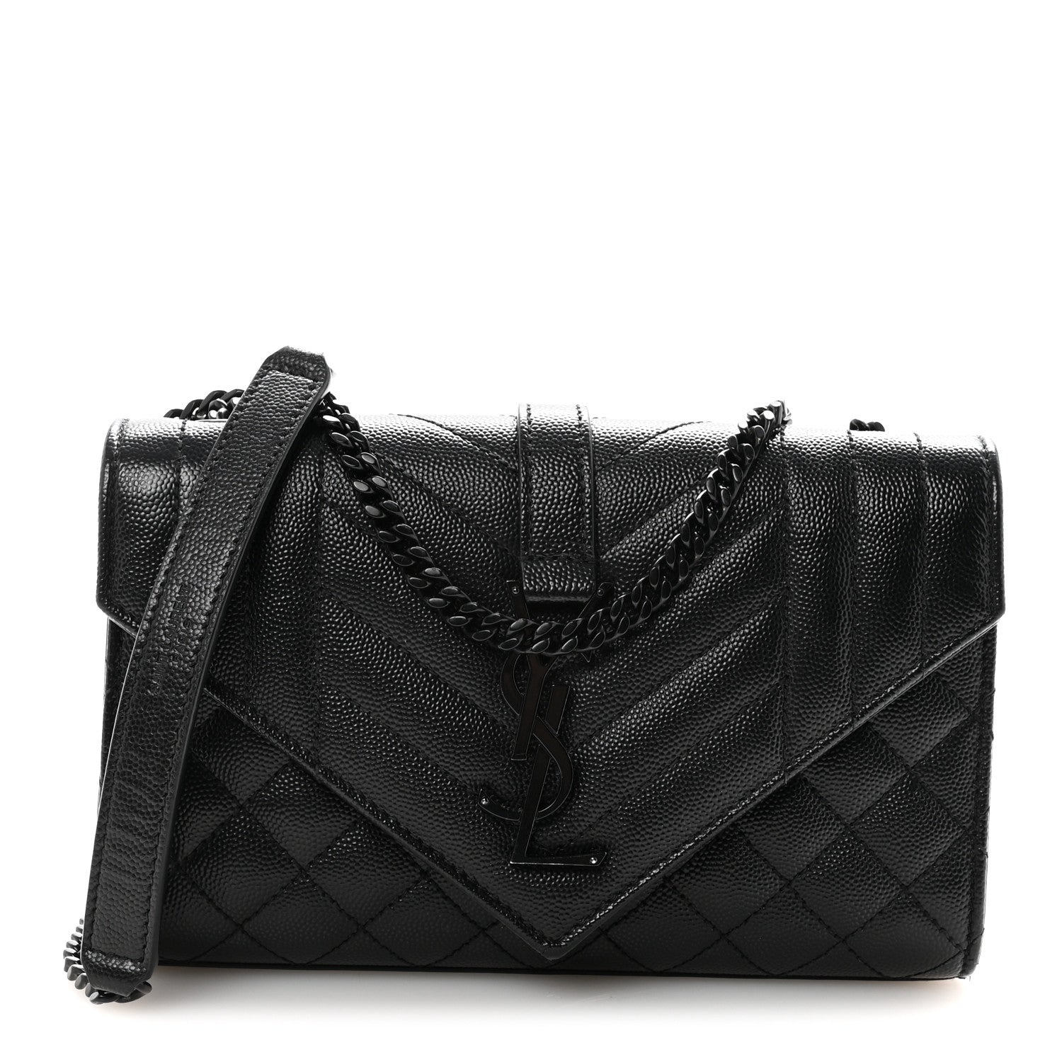 Grain De Poudre Textured Mixed Matelasse Triquilt Small Monogram Monochrome Satchel Black