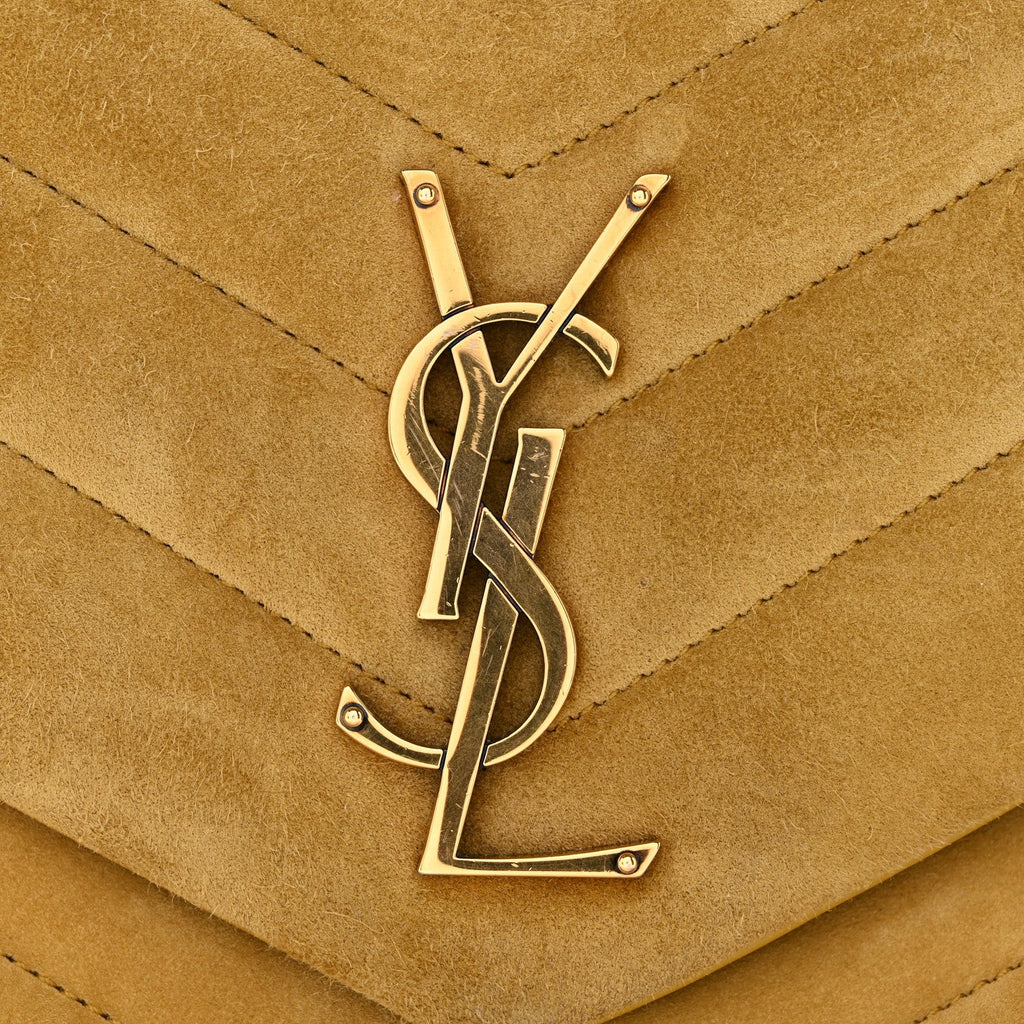 Suede Y Quilted Monogram Medium Loulou Chain Satchel Chartreuse