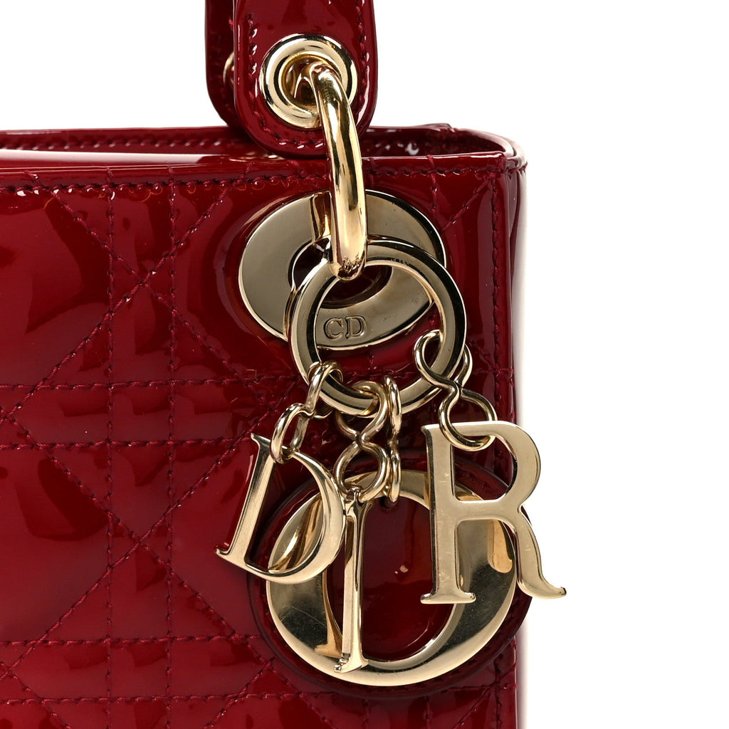 Patent Cannage Mini Lady Dior Red