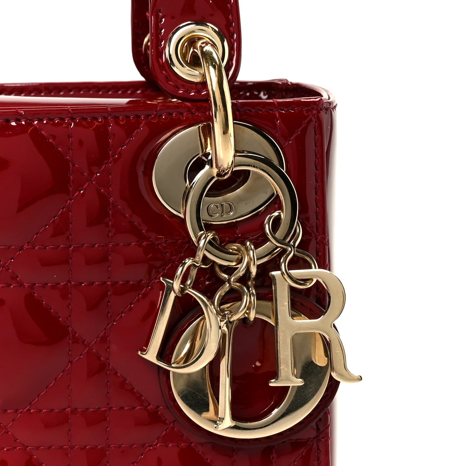 Patent Cannage Mini Lady Dior Red