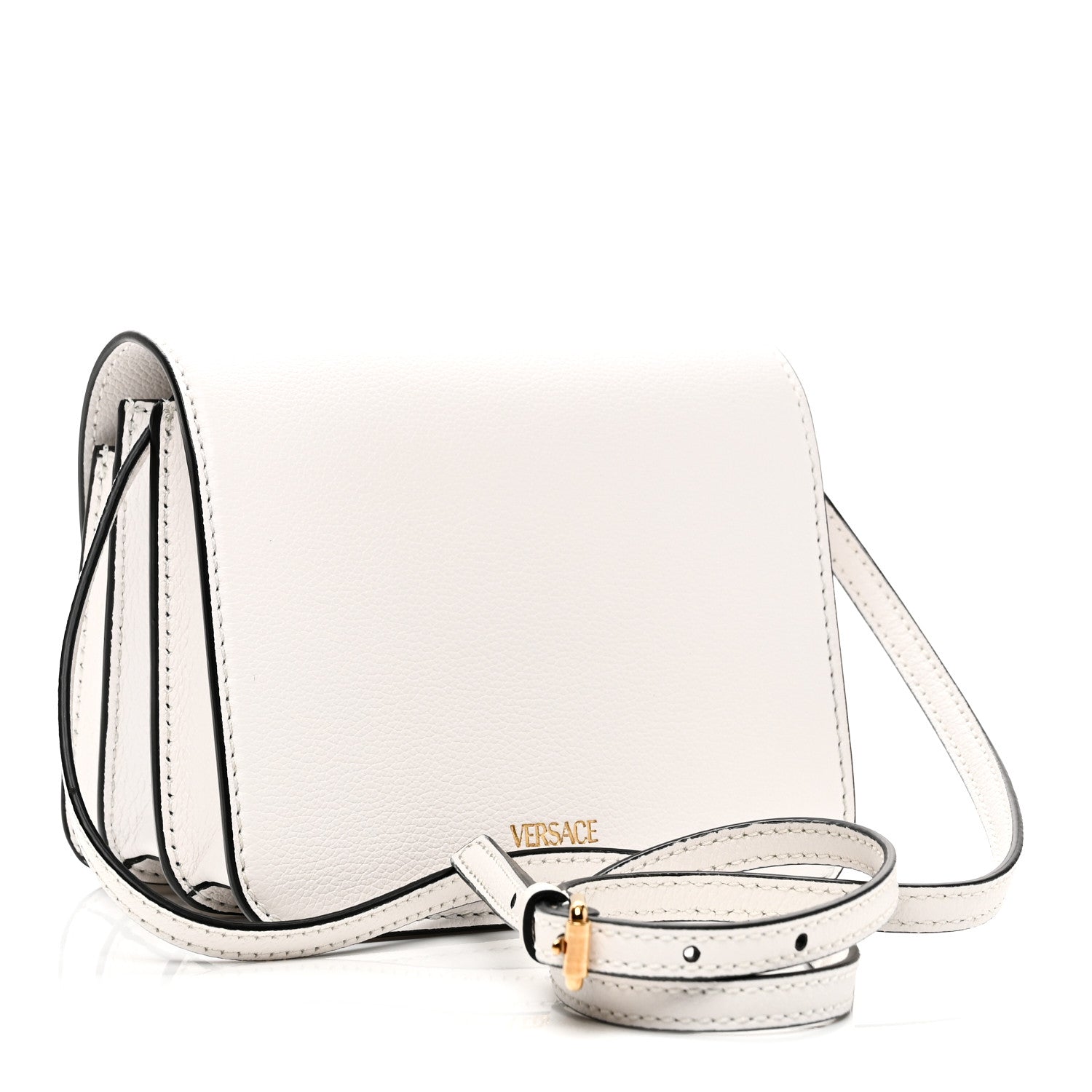 Grained Calfskin La Medusa Shoulder Bag White