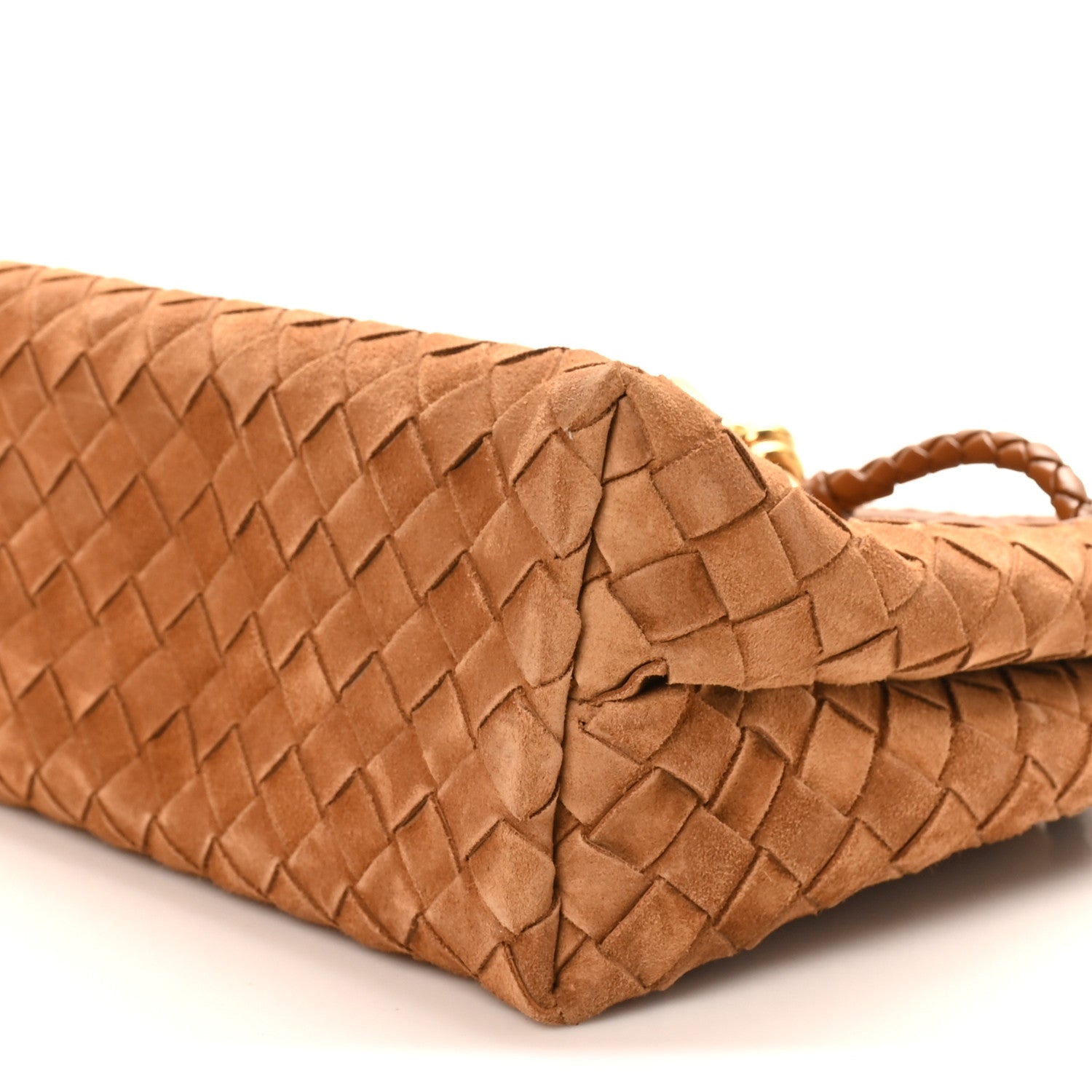 Suede Intrecciato Small Andiamo Shoulder Bag Amber