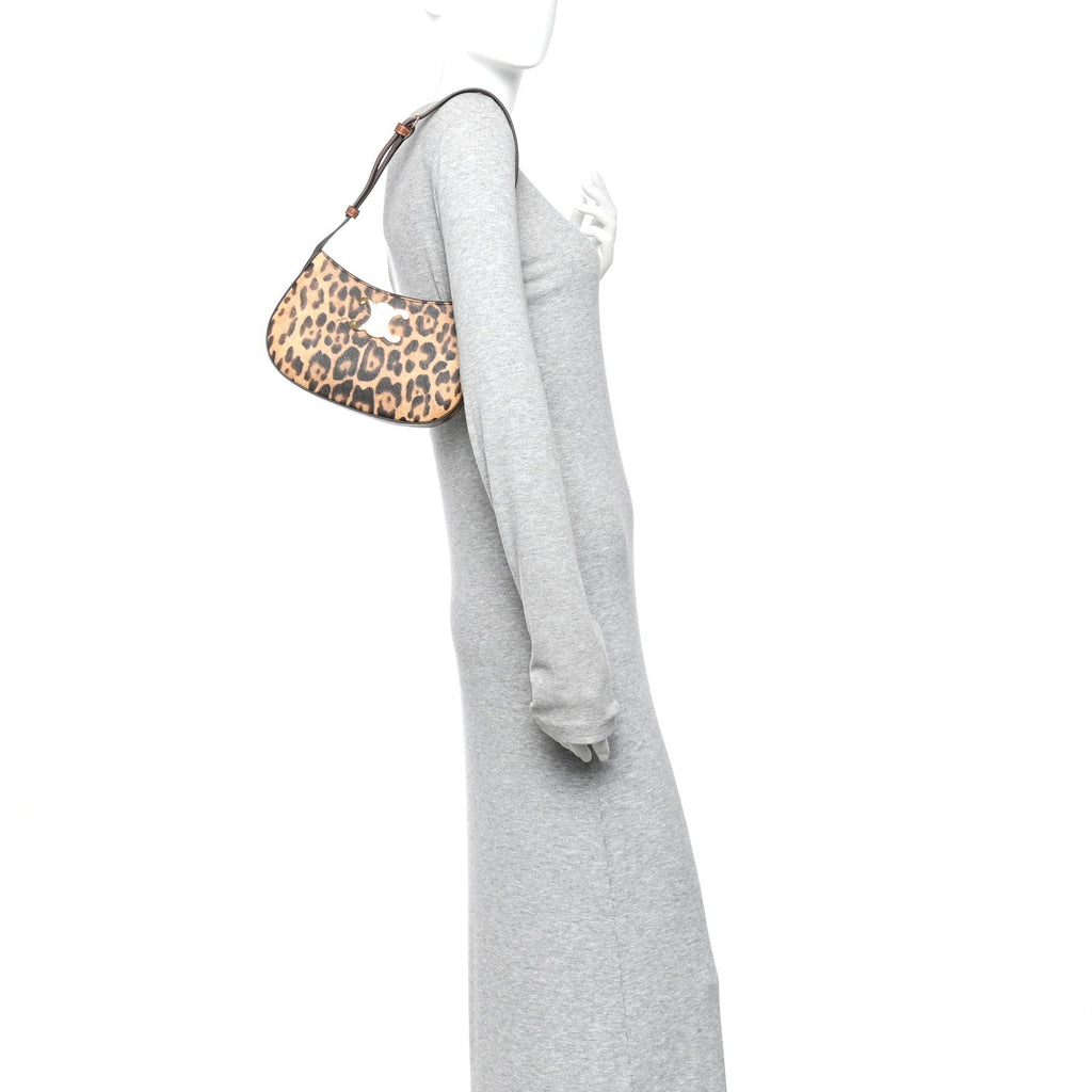 Canvas Calfskin Medium Tilly Triomphe Shoulder Bag Leopard