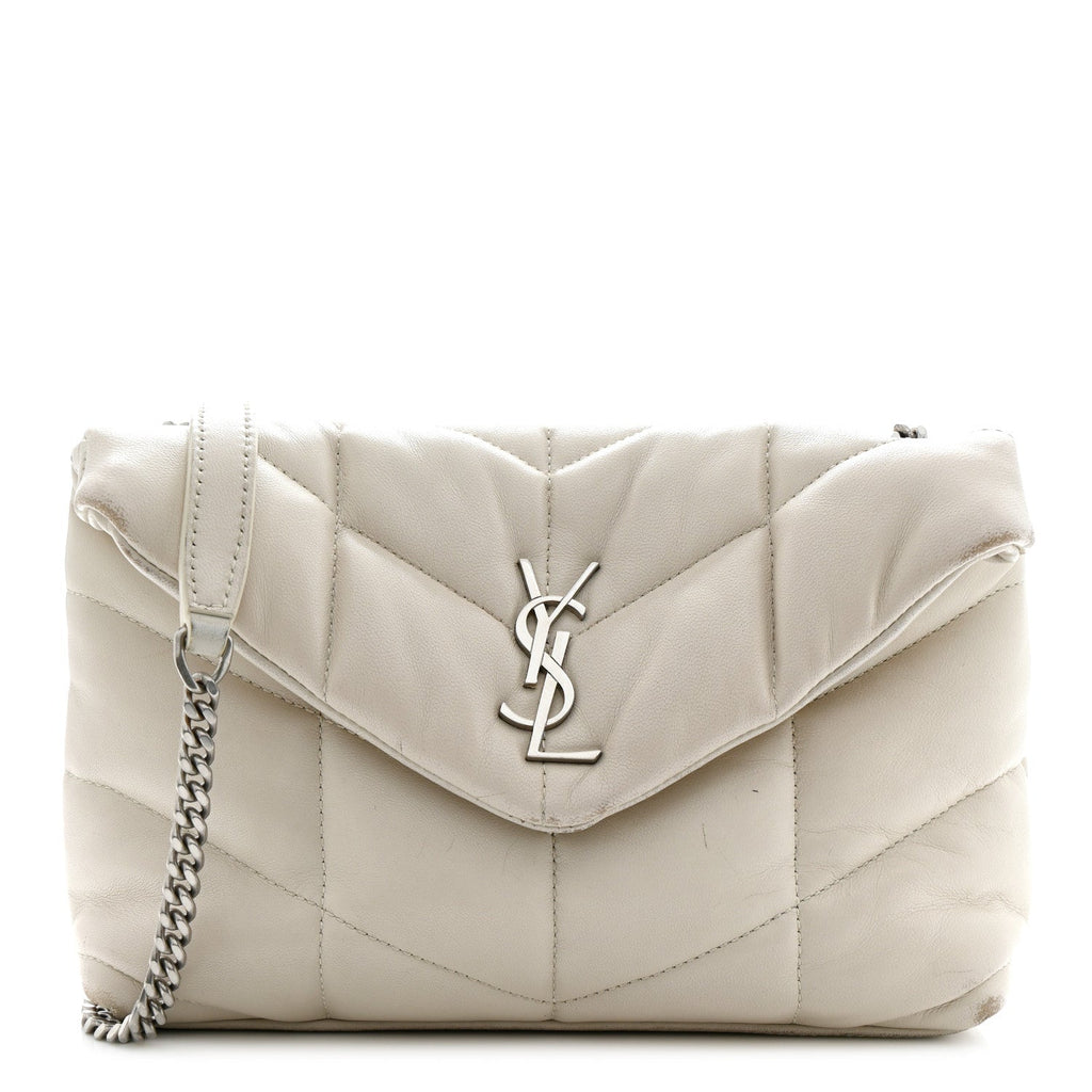 Lambskin Quilted Toy Loulou Puffer Monogram Chain Satchel Crema Soft