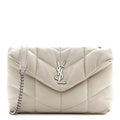 Lambskin Quilted Toy Loulou Puffer Monogram Chain Satchel Crema Soft