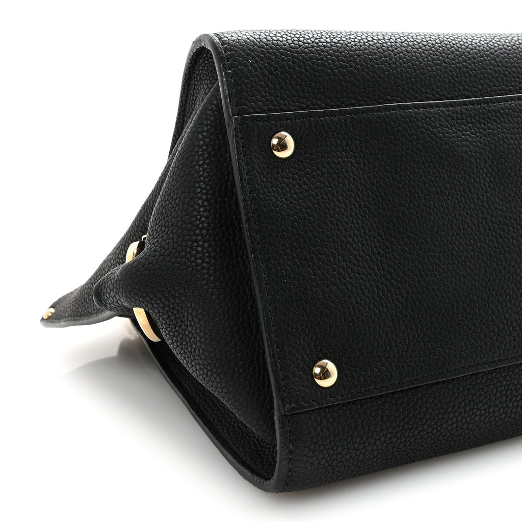 Grained Calfskin Medium Sofia Satchel Black