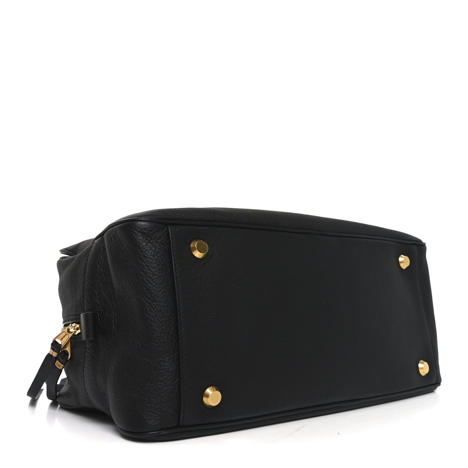 Grained Calfskin Medium Carrie Bowling Bag Black