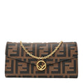 Vitello Soft F is Fendi Bi-Color FF 1974 Embossed Continental Envelope Wallet On Chain Maya Black