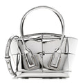 Mirror Laminated Nappa Maxi Intrecciato Mini Arco  Silver