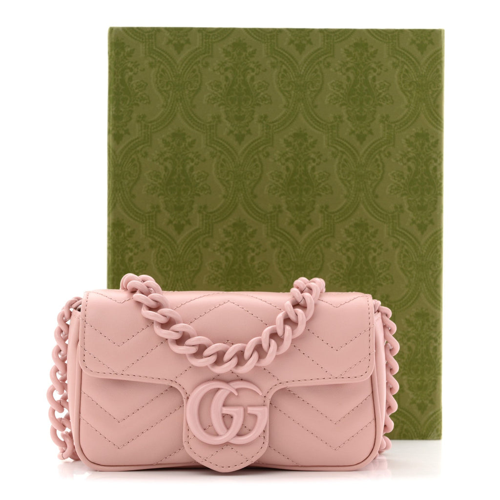 Calfskin Matelasse Monochrome GG Marmont Chain Belt Bag Perfect Pink